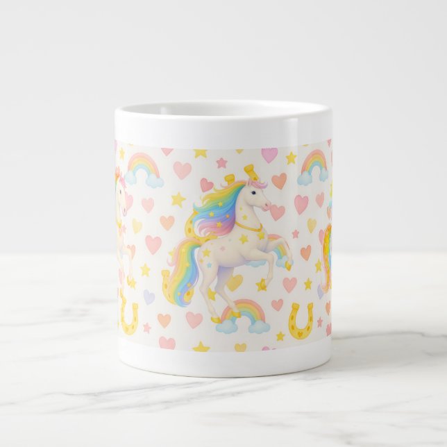 Gigante Taza de café de caballos con crin irisada — Cooper (Frente)