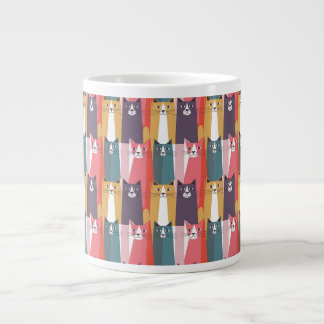 Gigante Taza de café de gatos estilizados minimalistas ret
