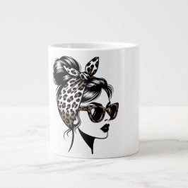 Gigante Taza de café de moda de estampado de leopardo para