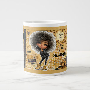Gigante Taza de café de muñeca de mostaza con nombre perso