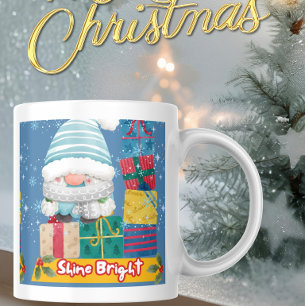 Gigante Taza de café de Navidad "Brilla con fuerza" con mu
