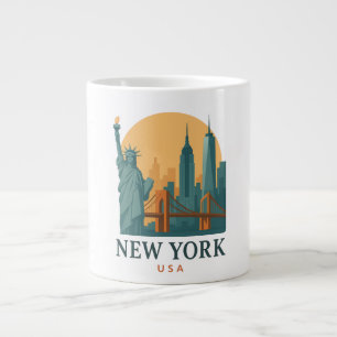 Gigante Taza de café de viaje minimalista vintage de Nueva