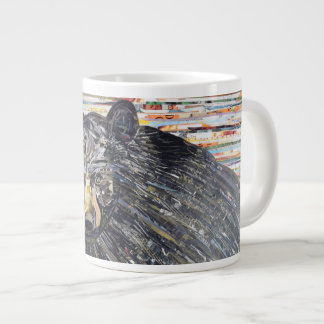 Gigante Taza de café del collage del oso negro por blanco