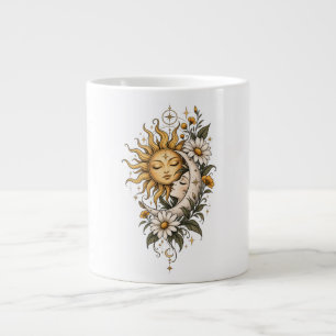 Gigante Taza de café del sol lunar celestial místico y flo
