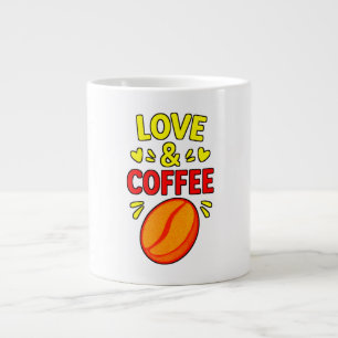 Gigante Taza de café divertida: Amor y Café