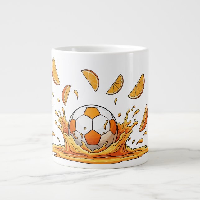 Gigante Taza de café divertida con salpicaduras de naranja (Frente)