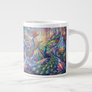 Gigante Taza de café Fantasía Pavo Real