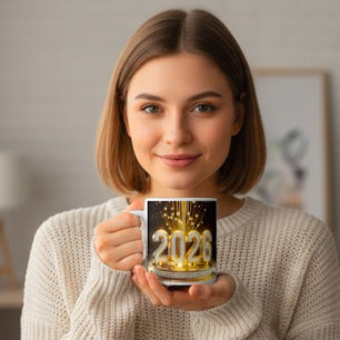 Gigante Taza de café Feliz Año Nuevo 2026