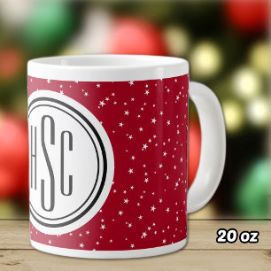 Gigante Taza De Café Jumbo De 20oz Monograma Rojo Y Blanco