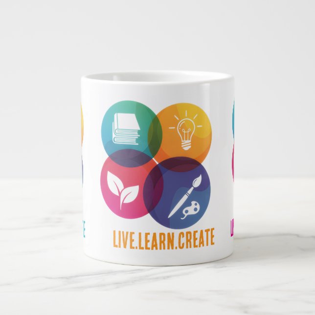 Gigante Taza De Café Jumbo Live.Learn.Create (Frente)