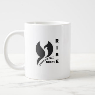 Gigante Taza De Café Negra Minimalista Con Logotipo De Ave