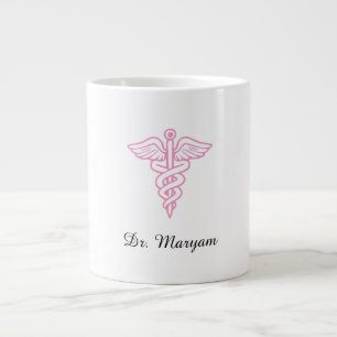 Gigante Taza de café personalizada con caduceo para médico