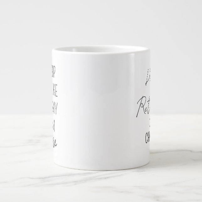 Gigante Taza de café personalizada para la jubilación, Fel (Frente)