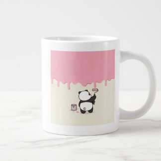 Gigante Taza de café rosa con arte de panda dibujado a man