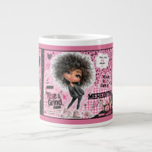 Taza de café rosa muñeca con nombre personalizado