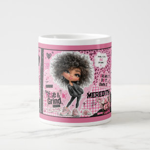 Gigante Taza de café rosa muñeca con nombre personalizado