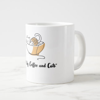 Gigante Taza de cerámica Lindo con energía de café y gatos