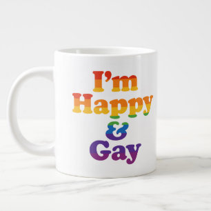 Gigante Taza «Estoy Feliz y Gay» – Taza de Café Orgullo Au