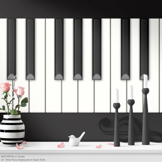 Gigante teclado de piano sobre un rollo de papel ( (This piano keyboard is on a roll—literally. You can glue it, cut it, write, walk or teach on it!)