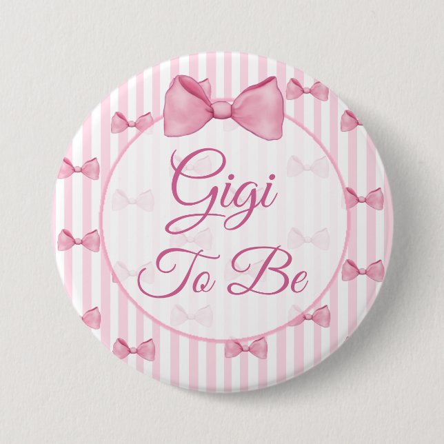 Gigi para el botón Baby Shower Bow rosado (Anverso)