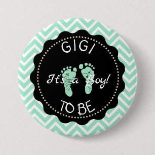 Gigi para ser el botón Baby Shower de Green Chevro
