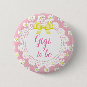 Gigi para ser rosado botón de Baby Shower Daisies