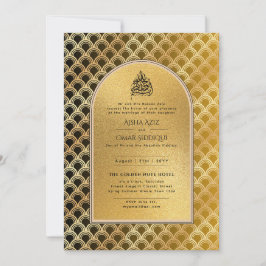 Gilded Nikah Wedding Invitación Moda Oro Islámico