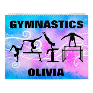 Gimnasia Azul Púrpura Blanco Swirl Calendario