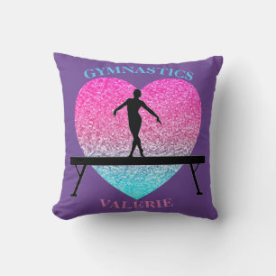 Gimnasia Beam Heart Cojín decorativo con su nombre