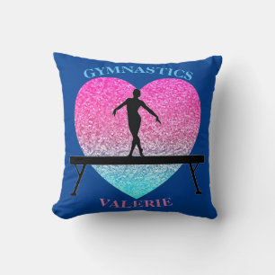 Gimnasia Beam Heart Cojín decorativo con su nombre