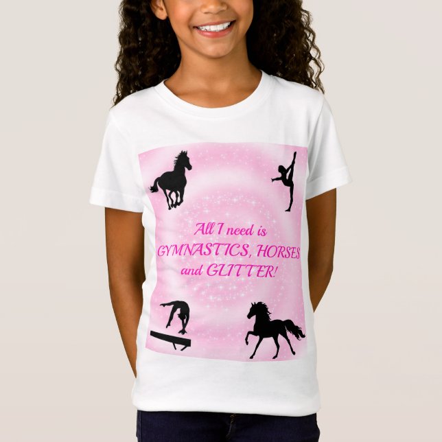 Gimnasia chica, caballos, camiseta Purpurina (Anverso)