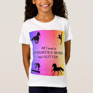 Gimnasia chica, caballos, camiseta Purpurina