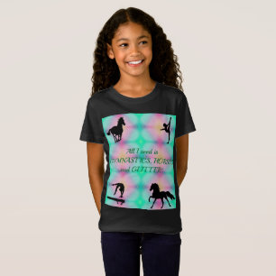 Gimnasia chica, caballos, camiseta Purpurina