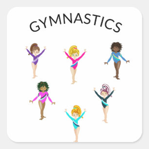 ¡Gimnasia chica pegatinas con 6 gimnastas!