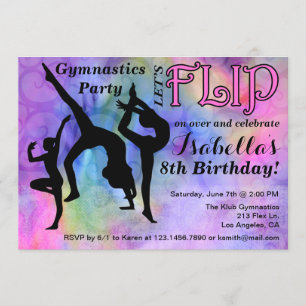 Gimnasia Flip Girls Birthday Party Invitación