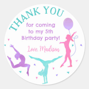 Gimnasia Gimnast Birthday Favor Pegatinas Etiqueta