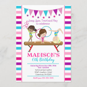 Gimnasia Invitación al cumpleaños / Chica / Verde