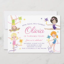 Gimnasia Invitación de cumpleaños con pinillos