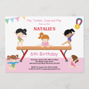 Gimnasia Invitación de cumpleaños Fiesta de gimnas