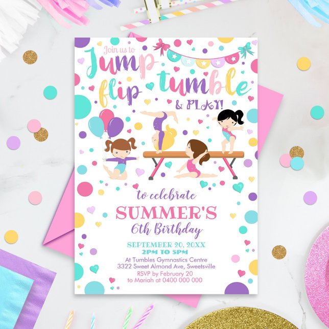 Gimnasia Invitación de cumpleaños Fiesta de Gimnas (Subido por el creador)