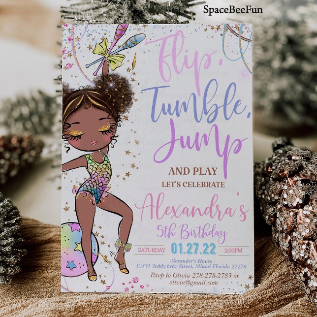 Gimnasia Invitación de cumpleaños Fiesta Gimnasia (Gymnastics Birthday Invitation Party  Gymnastics Invites Mermaid Gymnastics )
