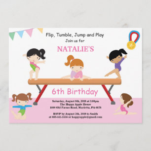 Gimnasia Invitación de cumpleaños Fiesta Gimnasio 
