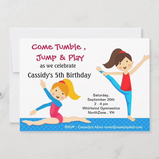 Gimnasia Invitaciones de cumpleaños (Anverso)