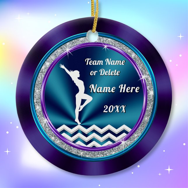 Gimnasia Ornamentos Bonito Púrpura, Verde azulada  (Gift ideas gymnastics girl. Cheap gymnastics gifts. Gymnastics Christmas Gifts. Young gymnasts.)