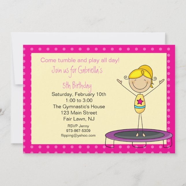 Gimnasia Palo Figura Invitación de cumpleaños (Anverso)