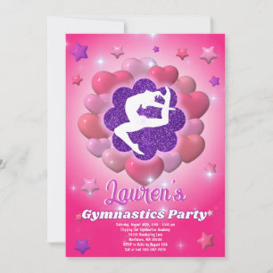Gimnasia Partido de Cumpleaños Invitación Púrpura