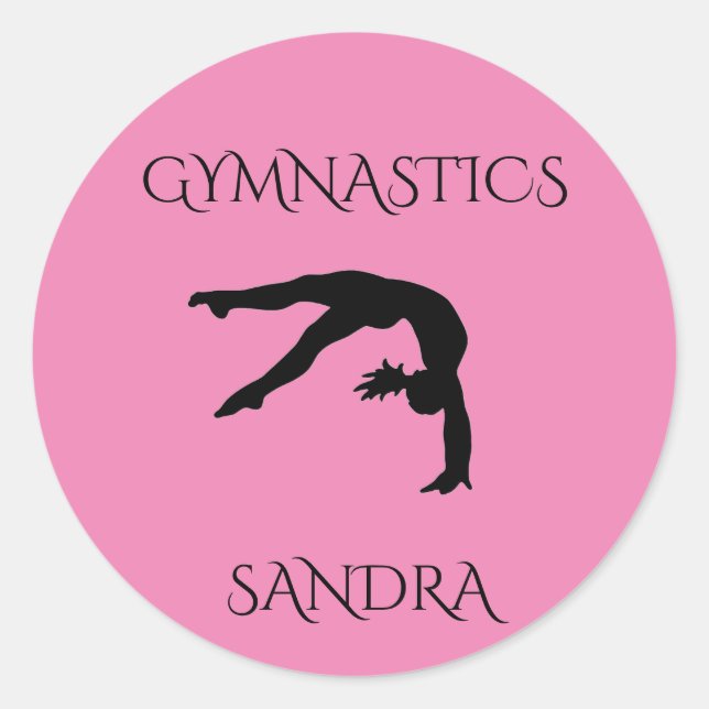 Gimnasia pegatinas redondos rosados. Personalizar  (Anverso)