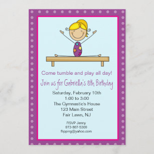 Gimnasia Púrpura Figura Invitación al cumpleaños