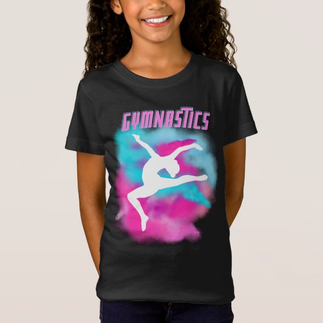 Gimnasia salta camiseta con bomba de color rosa y  (Anverso)