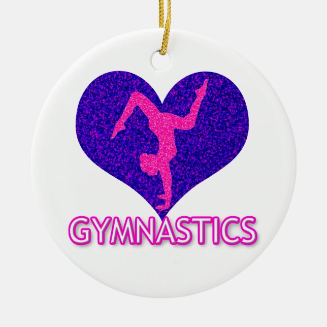 Gimnasia Sparkle Corazón Ornamento cerámico (Frente)